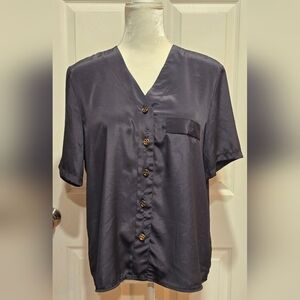 Jessica Michelle Black Button-Up Shirt Top Blouse